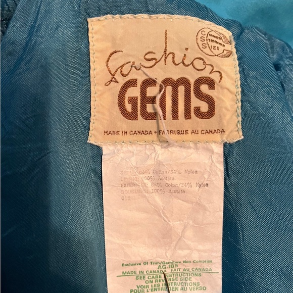 Vintage 1960's/70's Teal Blue Embroidered Jacket, Extra Small/Small - Picture 7 of 8